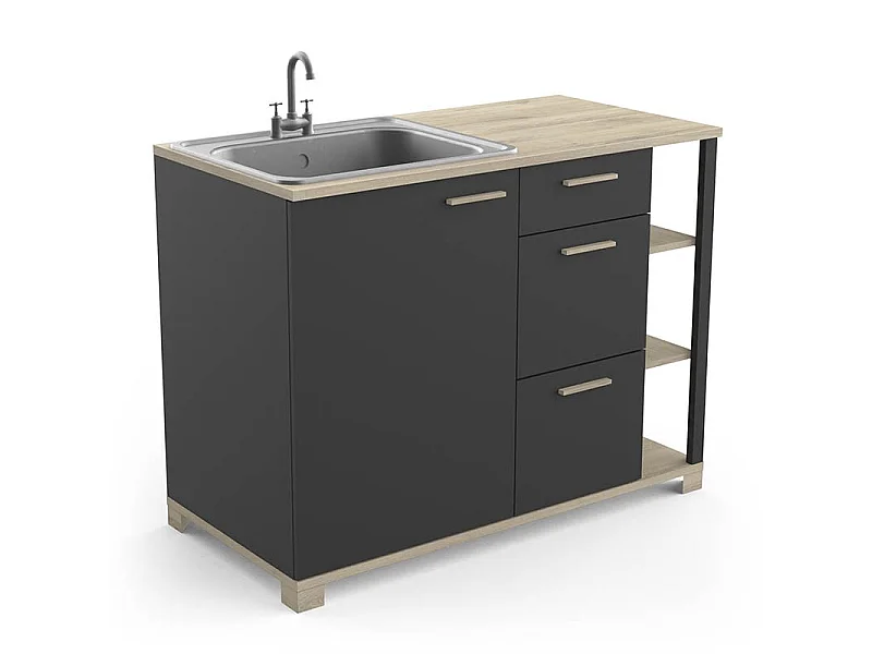 Móvel de Cozinha AMBIHOME STUDIO 01 Preto/Carvalho Mate C120xP60xA93cm