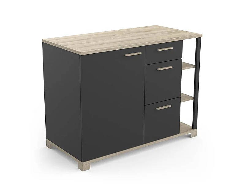 Móvel de Cozinha AMBIHOME STUDIO 01 Preto/Carvalho Mate C120xP60xA93cm