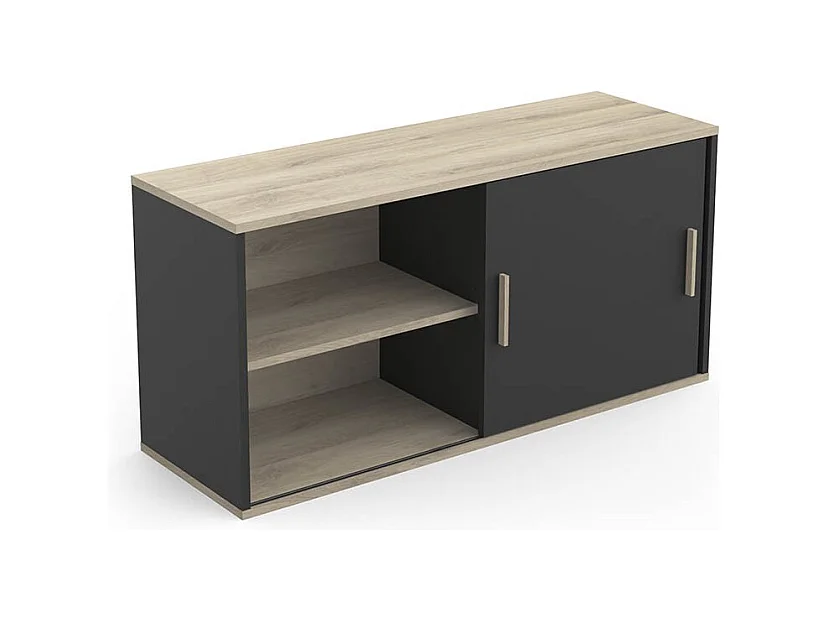 Móvel de Cozinha Suspenso AMBIHOME STUDIO 02 Preto/Carvalho C120xP40xA60cm