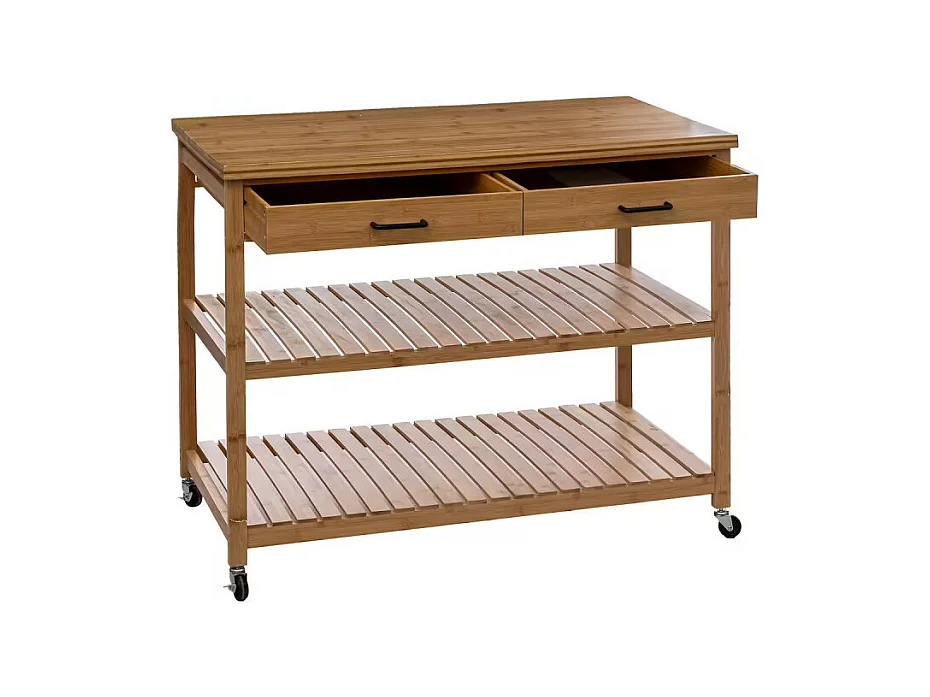 Desserte Îlot  de cuisine 4 niveaux en Bambou L 108 cm