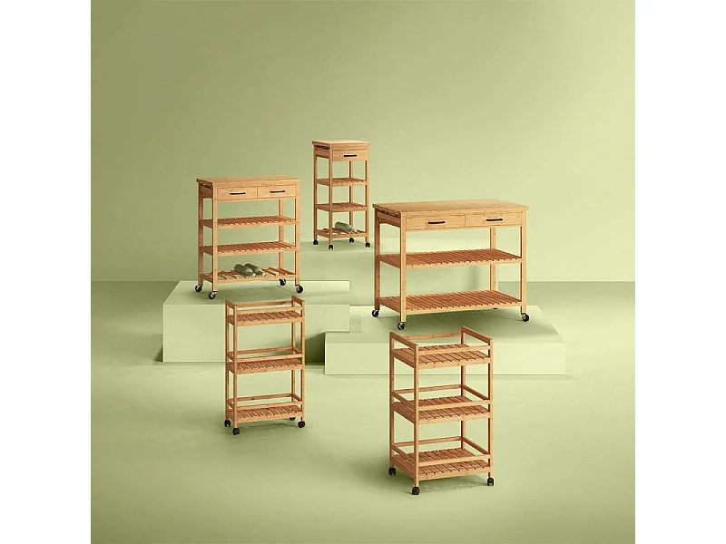 Desserte Îlot  de cuisine 4 niveaux en Bambou L 108 cm