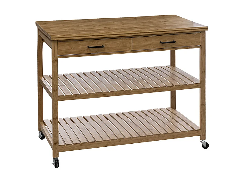 Desserte Îlot  de cuisine 4 niveaux en Bambou L 108 cm