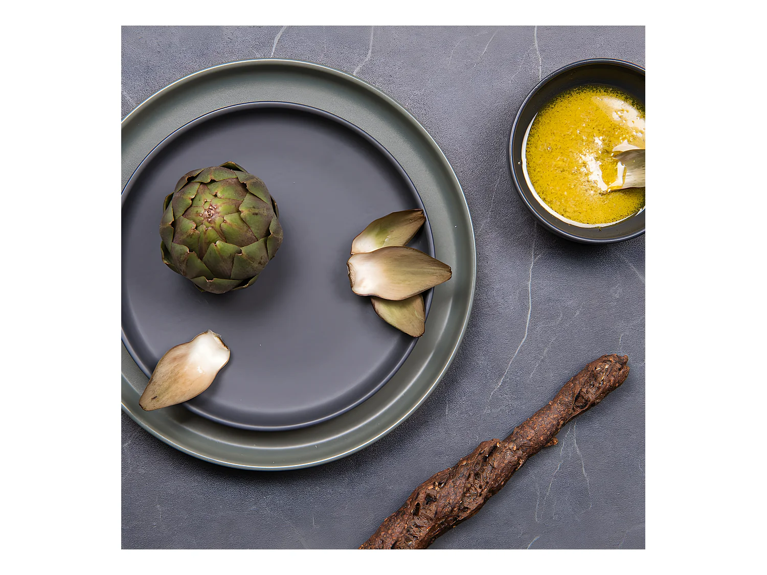 Assiette plate Uno noir 28 cm (lot de 6)