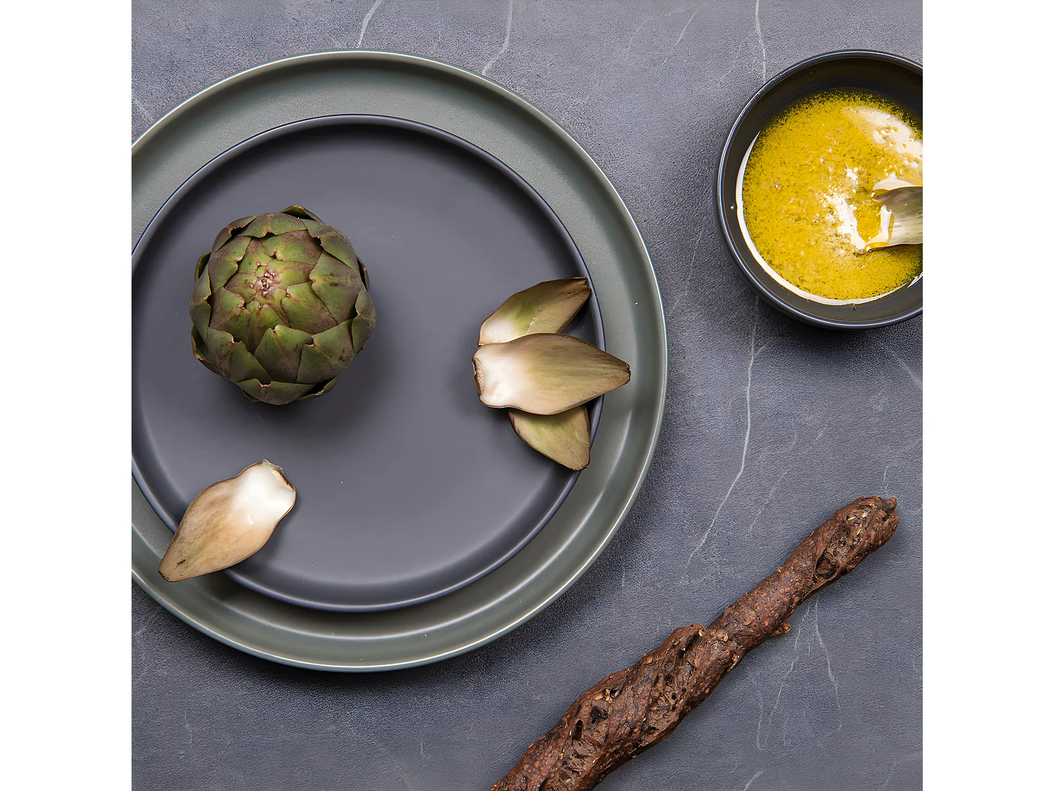 Assiette plate Uno noir 28 cm (lot de 6)