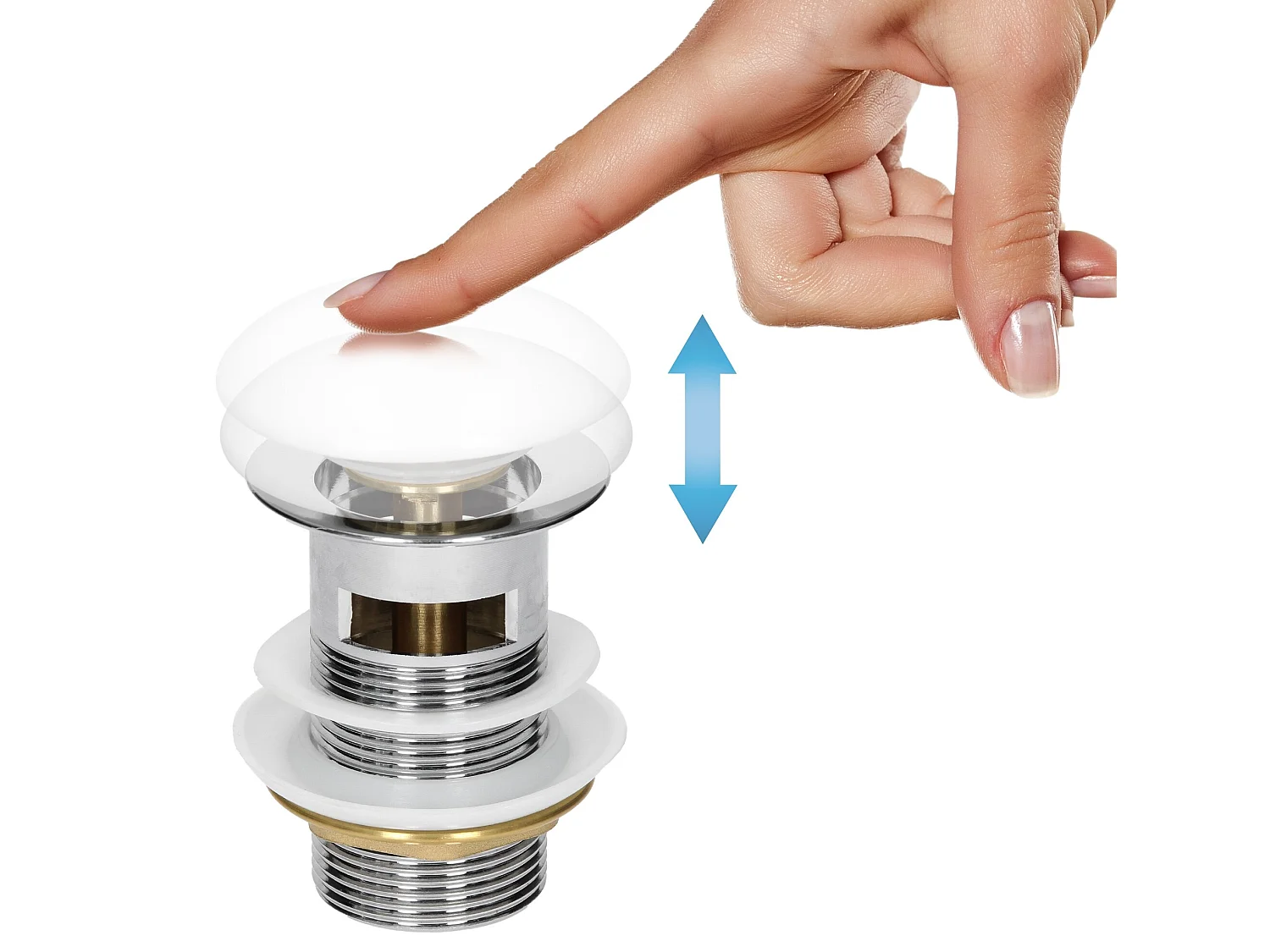 Bonde lavabo avec trop-plein vanne vidange pop up blanc céramique ML-DESIGN