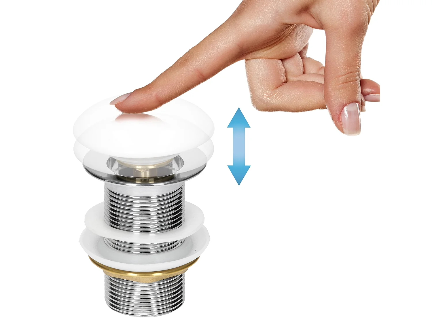 Bonde lavabo sans trop-plein vanne vidange pop up blanc céramique ML-DESIGN