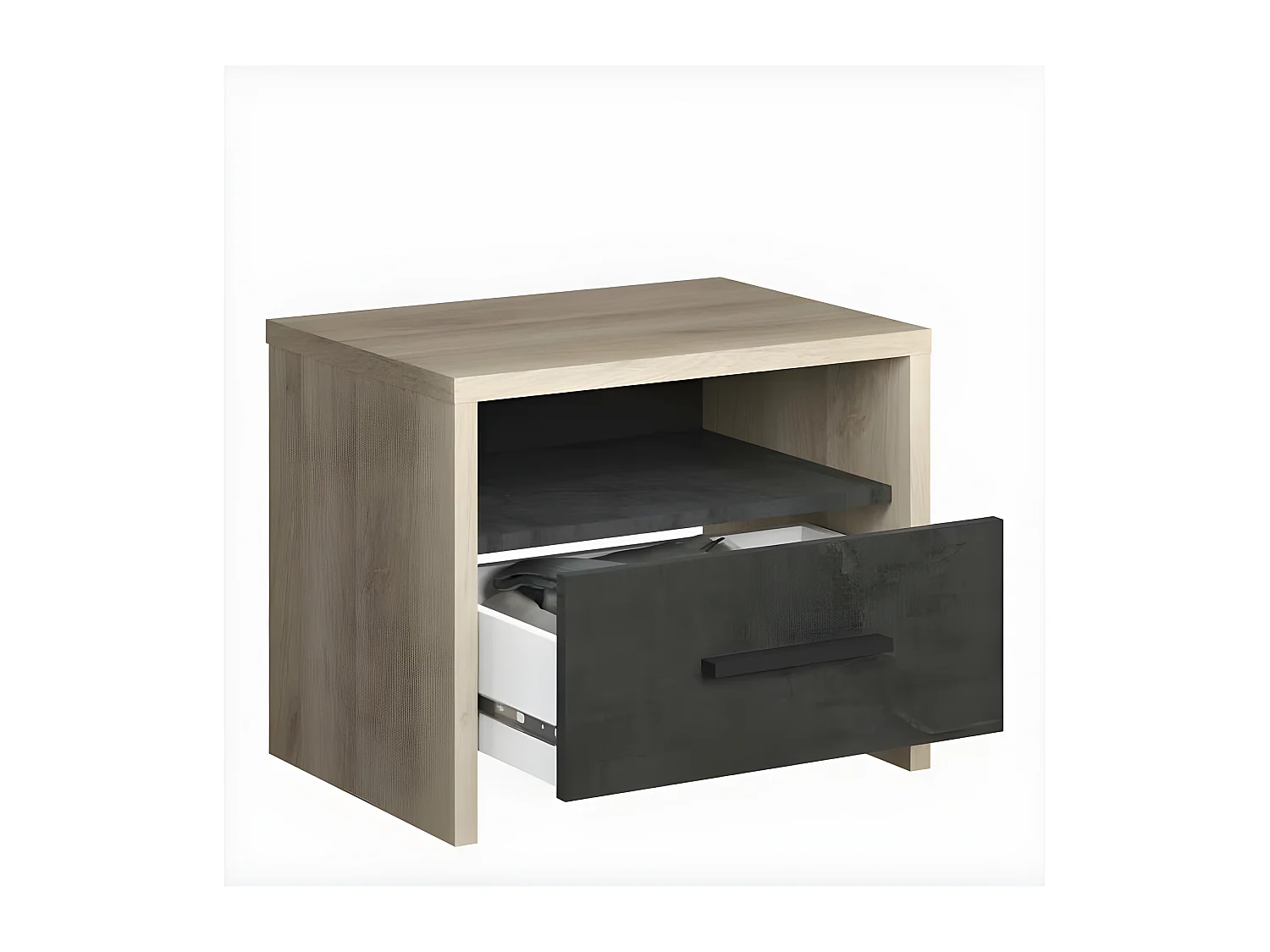 Mesita de noche decorativa Kronberg de roble con 1 cajón 50 x 36 x Alto 40 cm