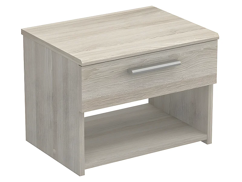 Table de chevet en bois "Pricy" - 1 tiroir - 1 niche - 43 x 32 x 32 cm - Beige
