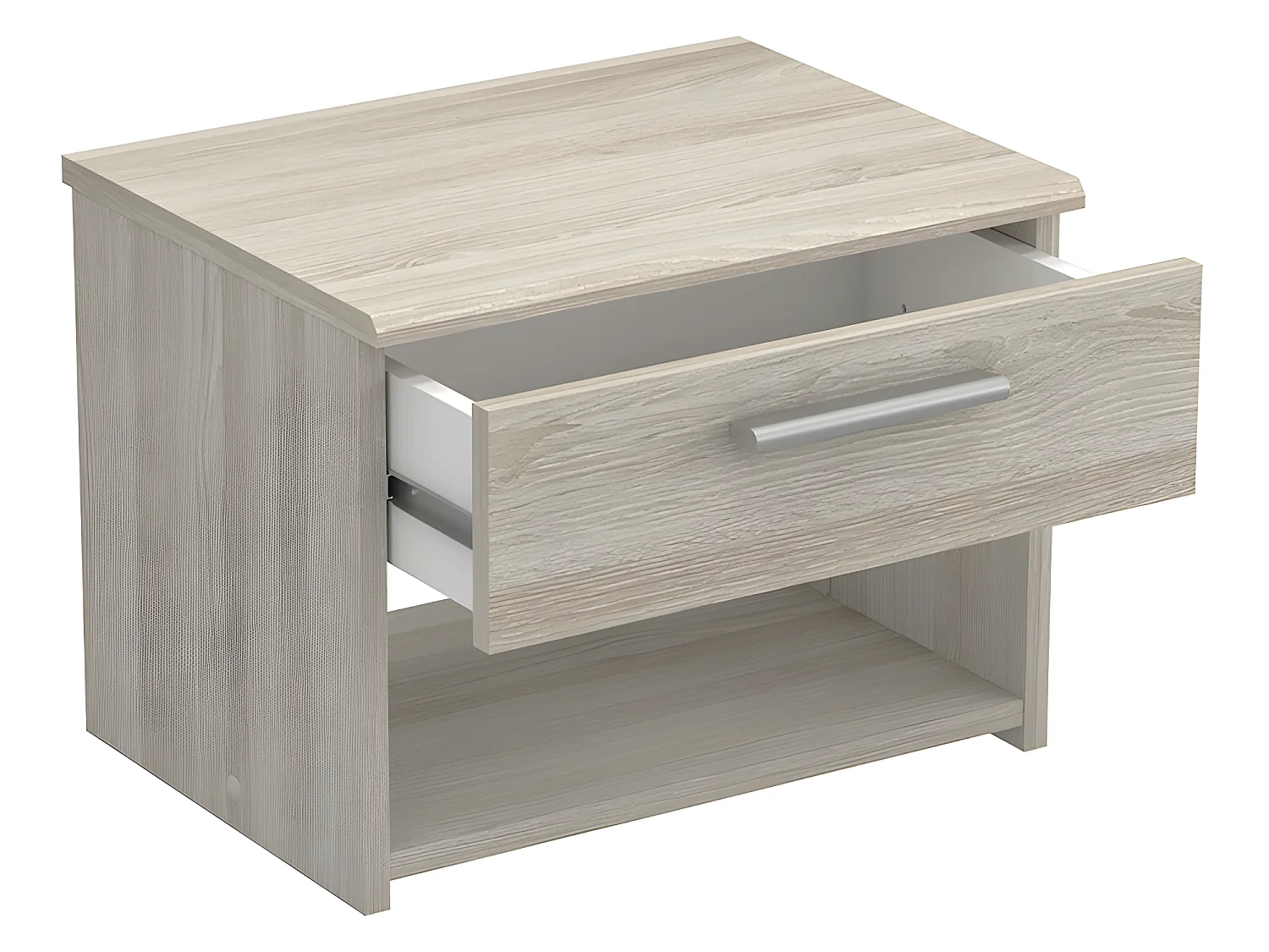 Table de chevet en bois "Pricy" - 1 tiroir - 1 niche - 43 x 32 x 32 cm - Beige