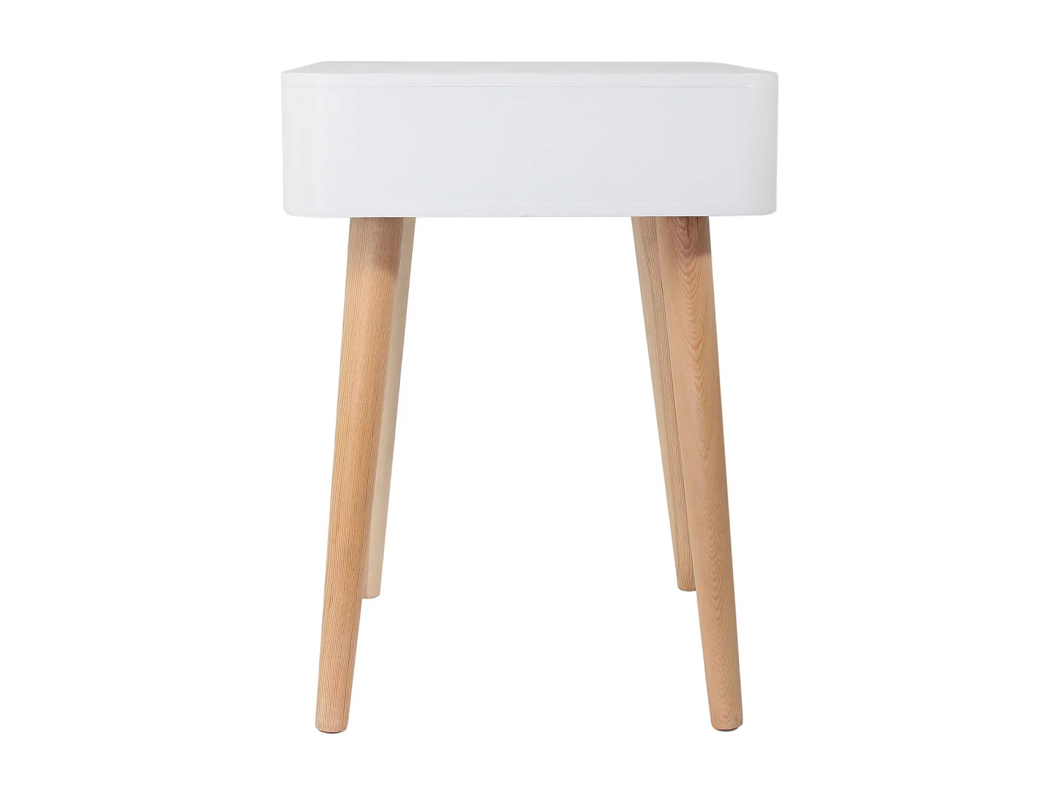 Skandinavischer Nachttisch mit Schublade und Henkel aus Leder