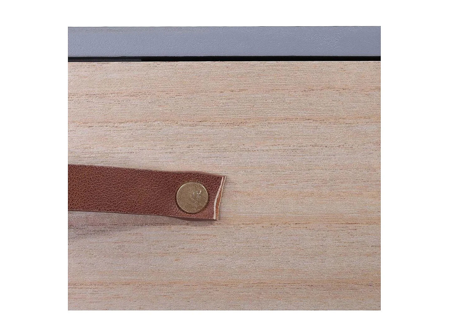 Skandinavischer Nachttisch mit Schublade und Henkel aus Leder