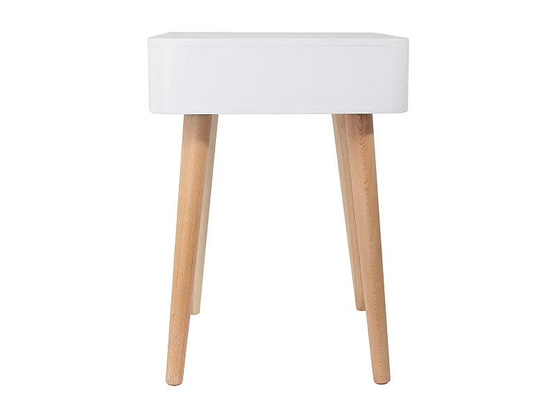 Skandinavischer Nachttisch mit Schublade und Henkel aus Leder