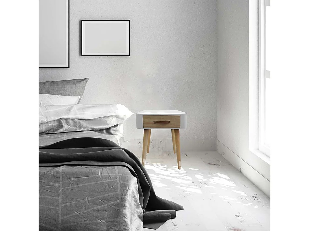 Chevet Gris 1 Tiroir En Bois Gri