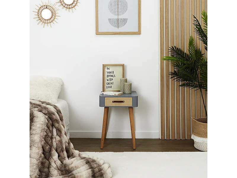 Chevet Gris 1 Tiroir En Bois Gris