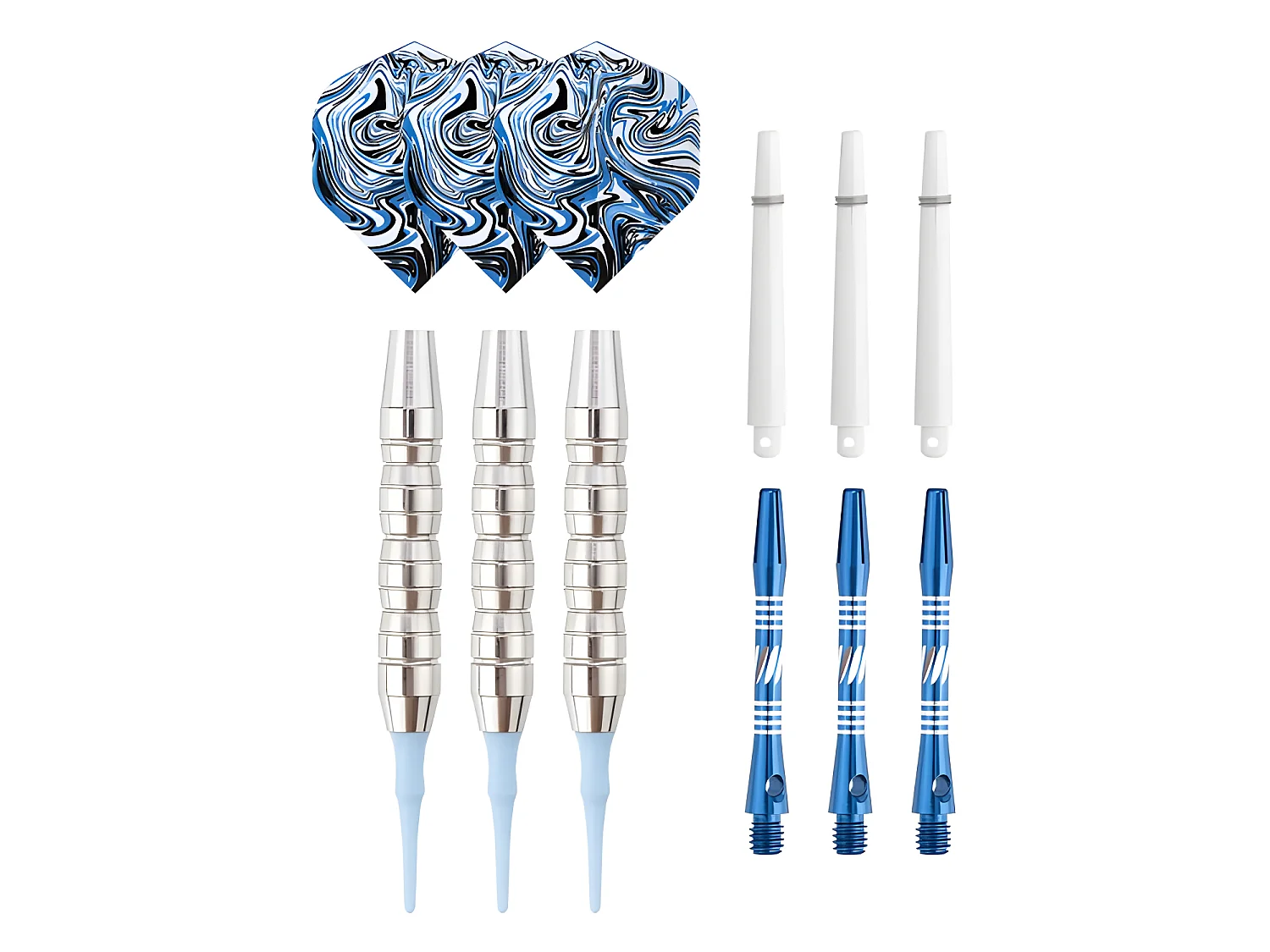 Jeu de 3 fléchettes pointe plastique 21g Deep Sea bleu - Bleu