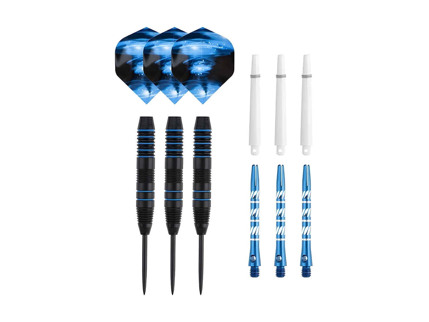 Jeu de 3 fléchettes pro pointe acier 22g Typhoon bleu - Bleu