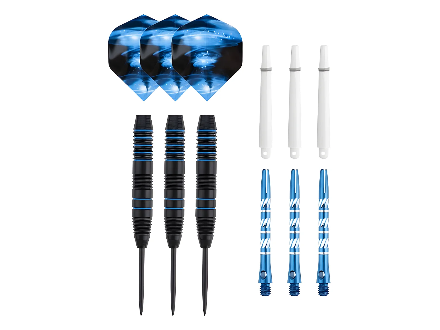 Jeu de 3 fléchettes pro pointe acier 22g Typhoon bleu - Bleu