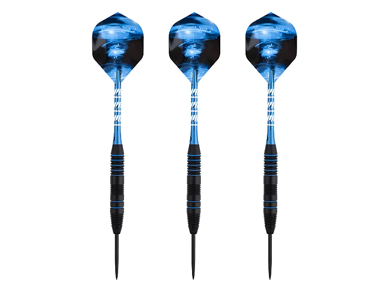 Jeu de 3 fléchettes pro pointe acier 22g Typhoon bleu - Bleu