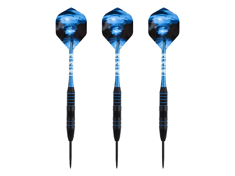 Jeu de 3 fléchettes pro pointe acier 22g Typhoon bleu - Bleu