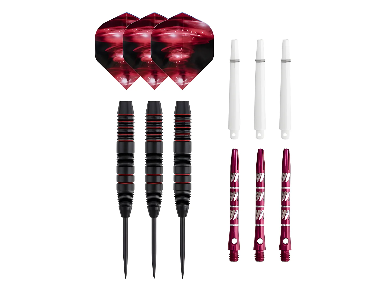 Jeu de 3 fléchettes pro pointe acier 22g Typhoon rouge - Rouge