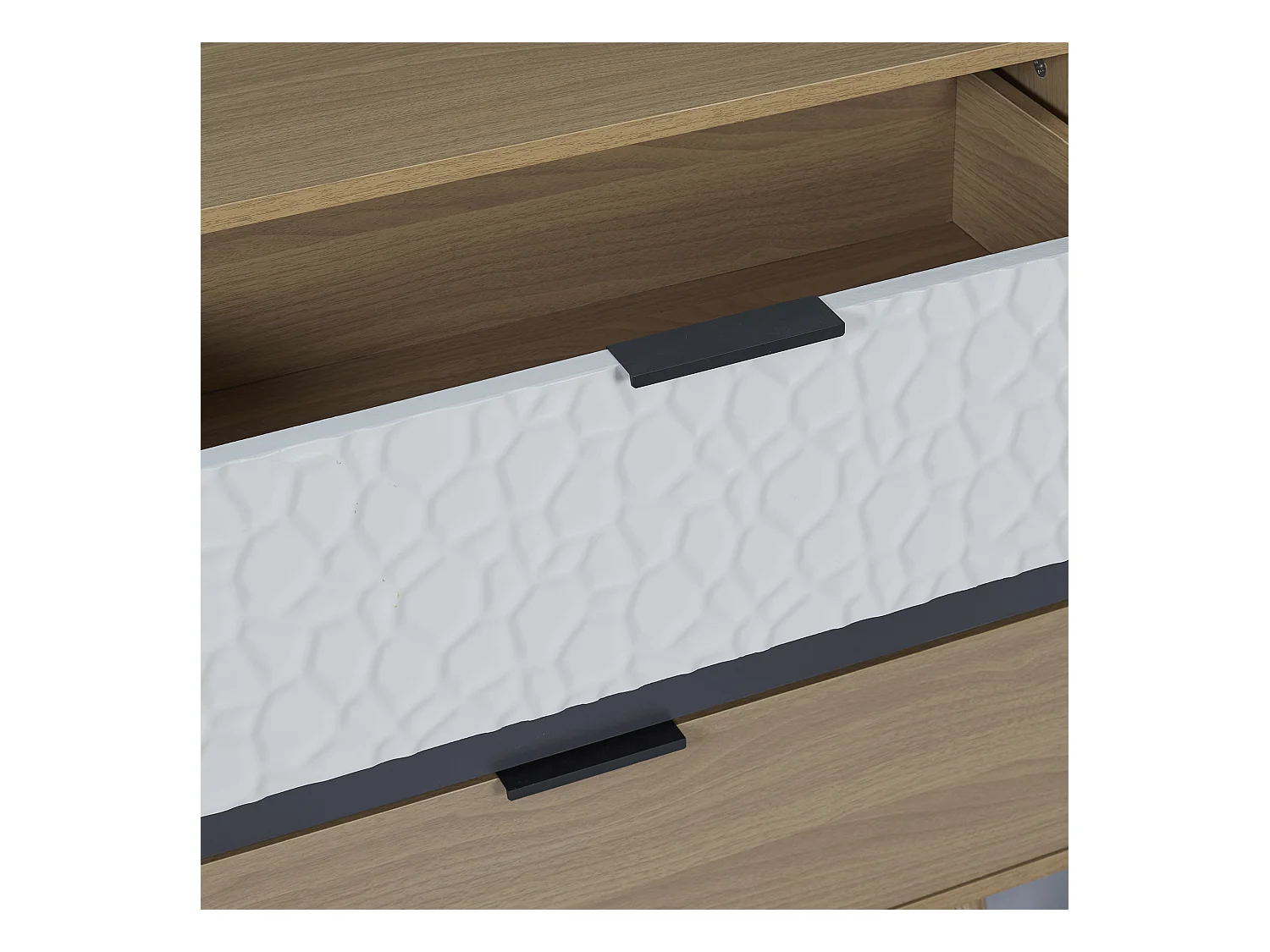 Commode 3 Tiroirs Sven Marron, Noir, Blanc