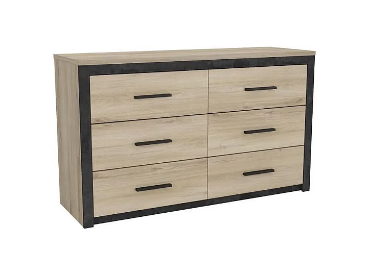 Colorado 6Schubladen Kommode Kornberg Eiche Dekor 129 x Höhe 77 x 42 cm