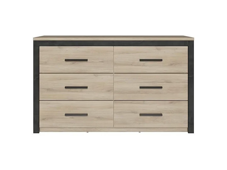 Colorado 6Schubladen Kommode Kornberg Eiche Dekor 129 x Höhe 77 x 42 cm