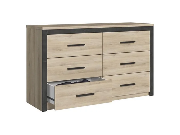 Colorado 6Schubladen Kommode Kornberg Eiche Dekor 129 x Höhe 77 x 42 cm