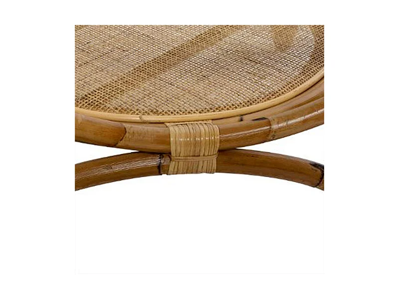 Table basse en Rotin et Verre trempé  90 x H 51 cm