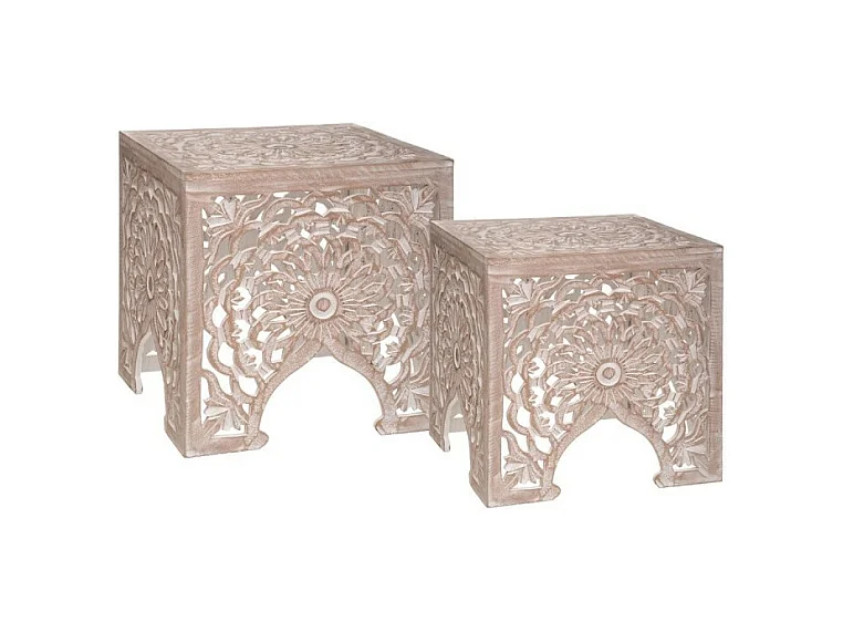 Lot de 2 Tables d'Appoint Design "Touareg" 46cm Naturel