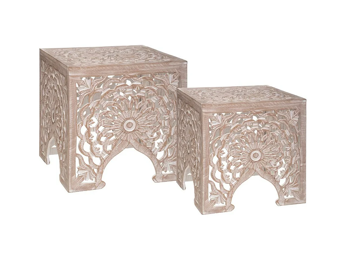 Lot de 2 Tables d'Appoint Design "Touareg" 46cm Naturel