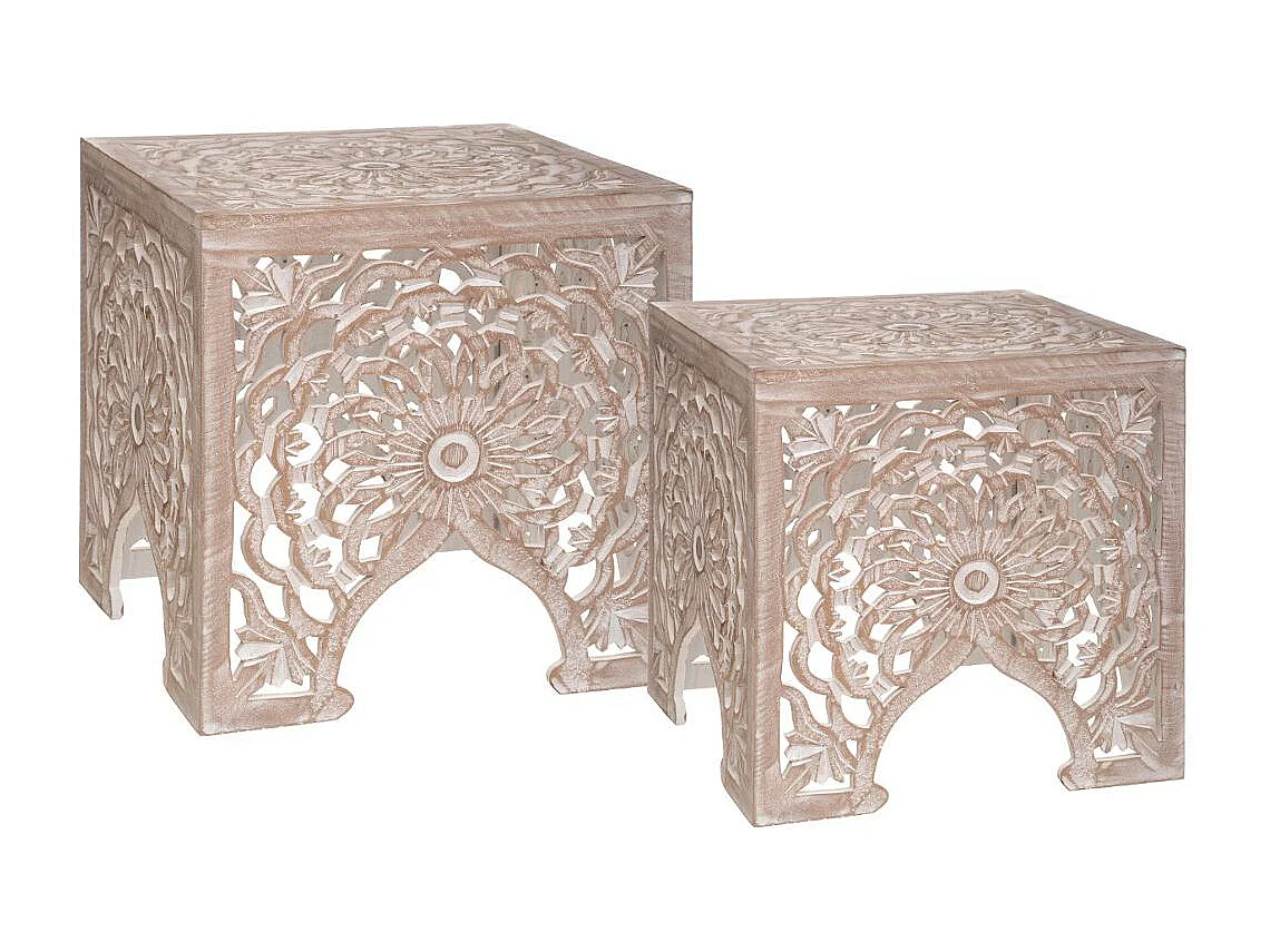 Lot de 2 Tables d'Appoint Design "Touareg" 46cm Naturel