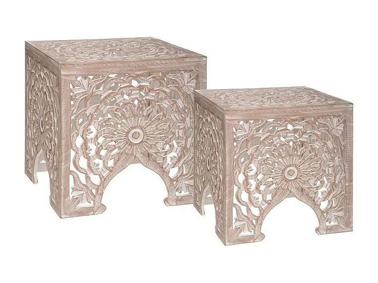 Lot de 2 Tables d'Appoint Design "Touareg" 46cm Naturel