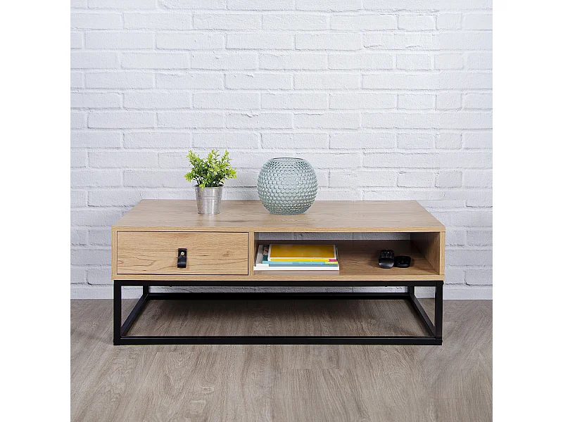 Table Basse Bois Et Metal Abbott Marron, Noir