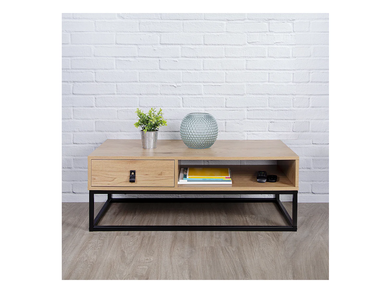 Table Basse Bois Et Metal Abbott Marron, Noir