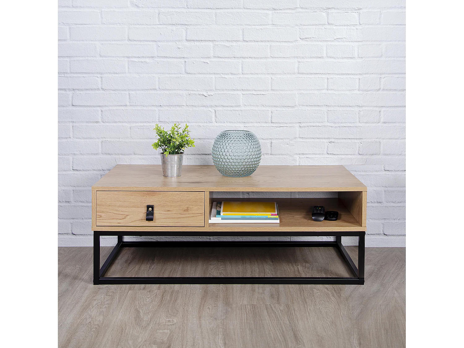 Table Basse Bois Et Metal Abbott Marron, Noir