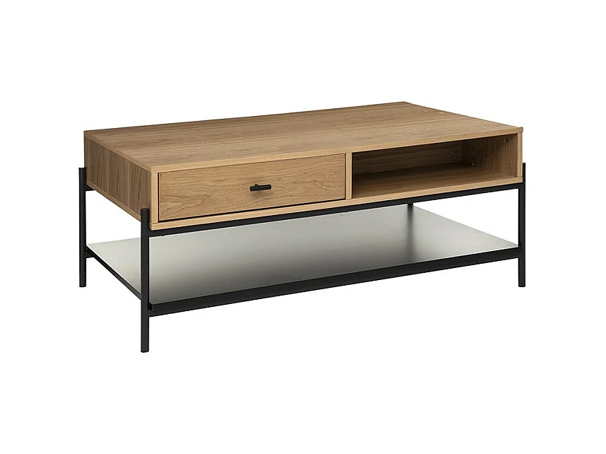 Table Basse 2 Tiroirs Design "Simon" 100cm Beige