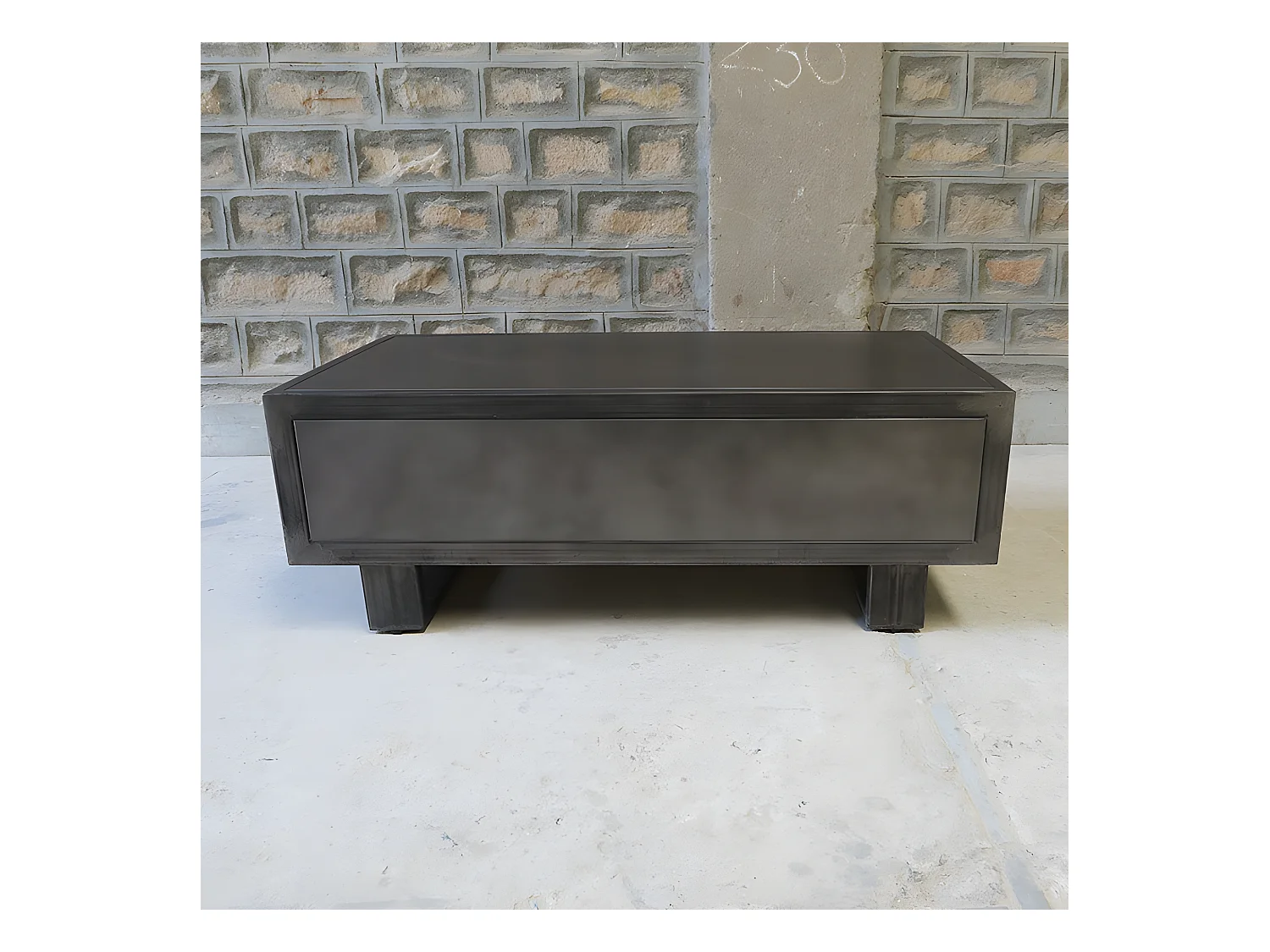 Table basse métal noir Jodhpur 2 tiroirs