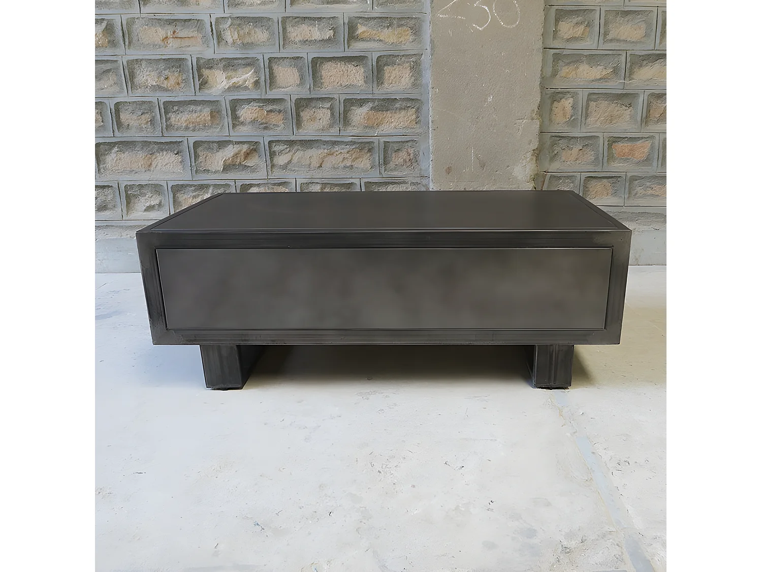 Table basse métal noir Jodhpur 2 tiroirs