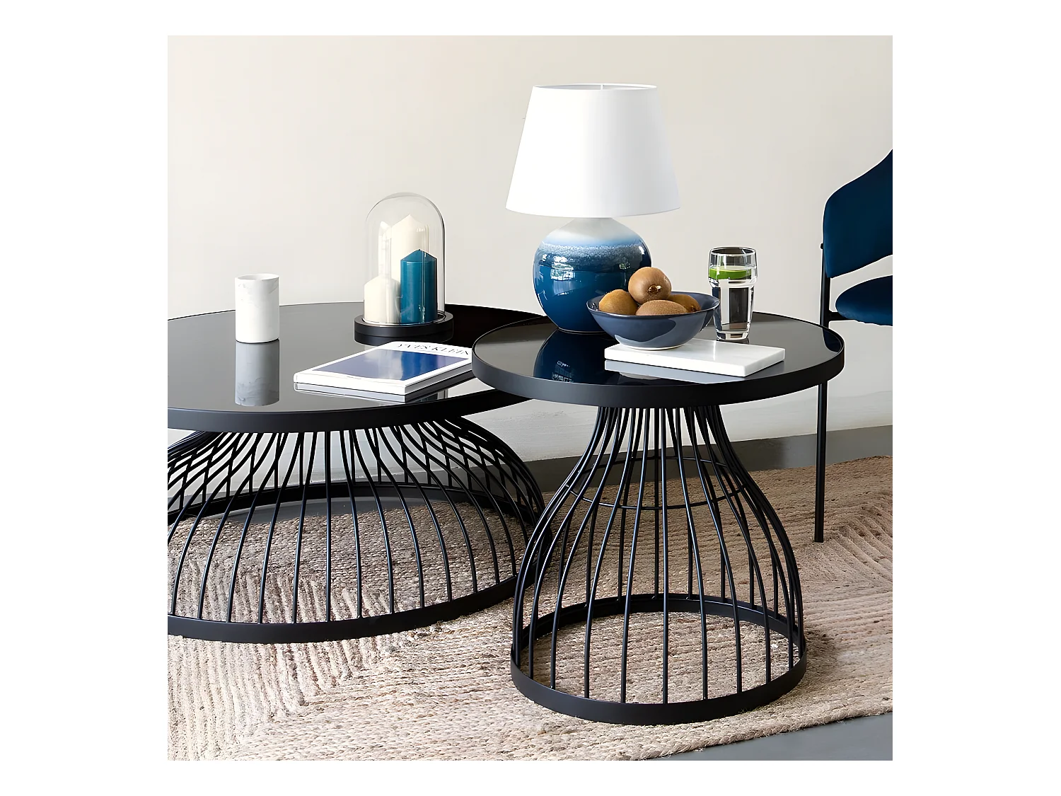 Table Basse Ronde Design "Kushi" 90cm Noir