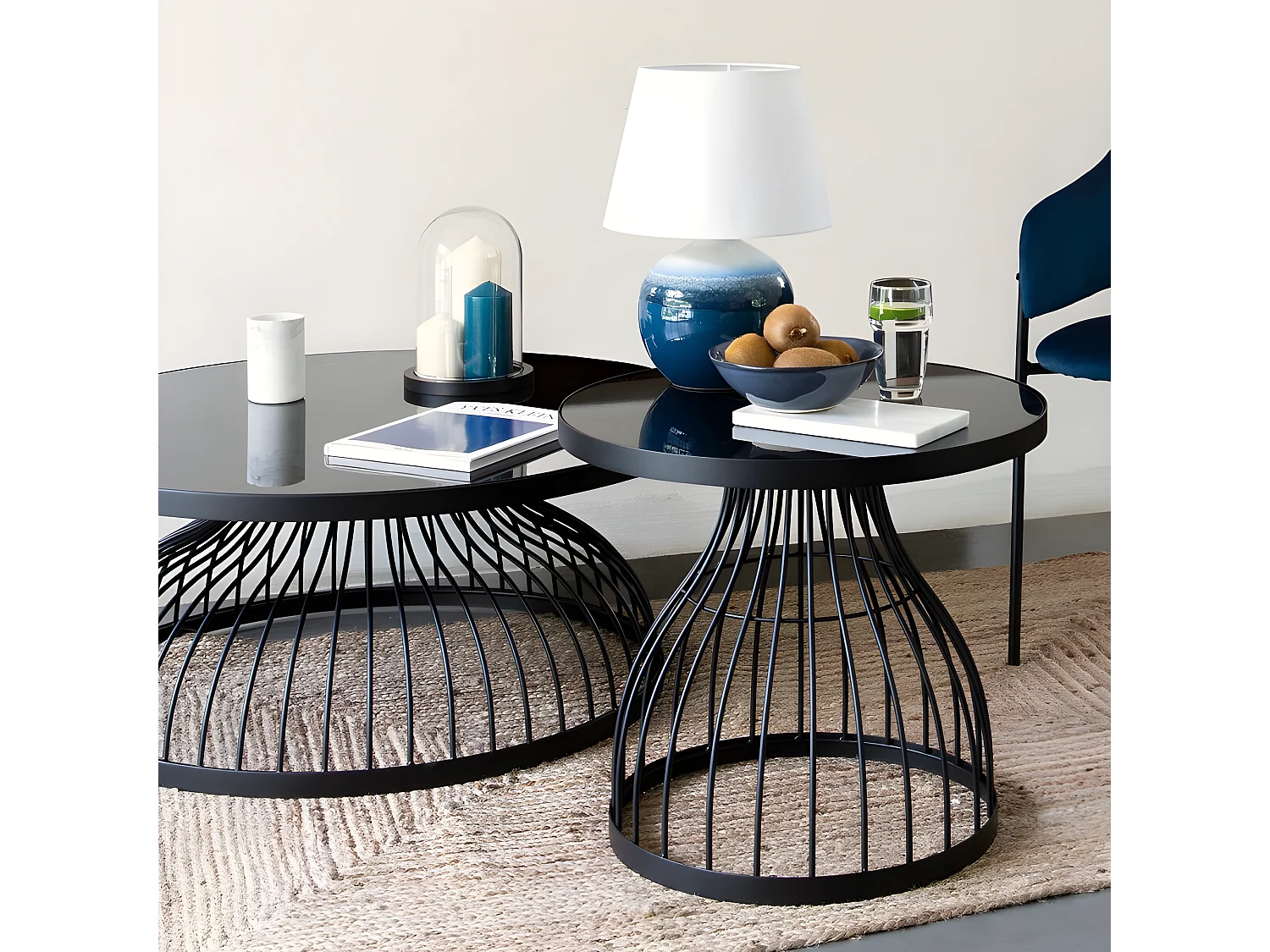 Table Basse Ronde Design "Kushi" 90cm Noir