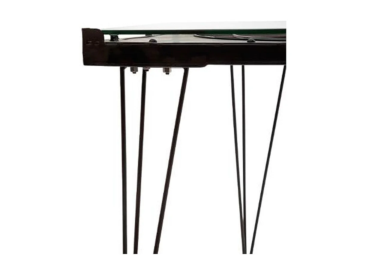 Table Basse en Métal & Verre "Map" 110cm Noir