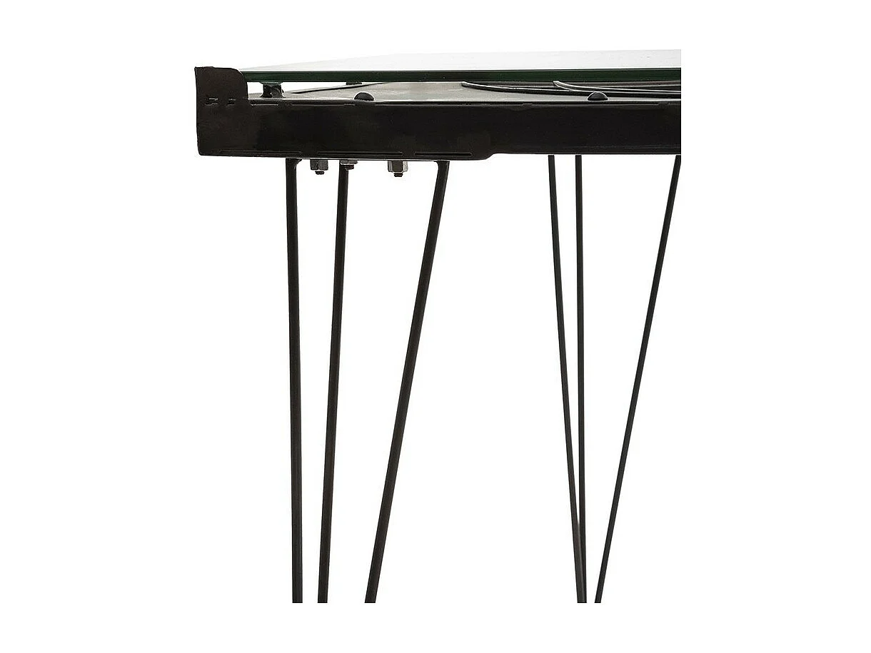 Table Basse en Métal & Verre "Map" 110cm Noir