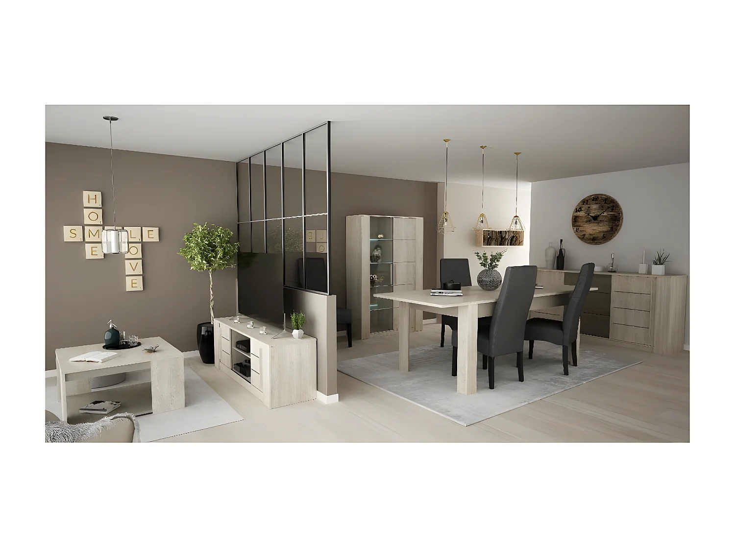 Table basse 80x80cm Cannes chêne champagne/béton clair