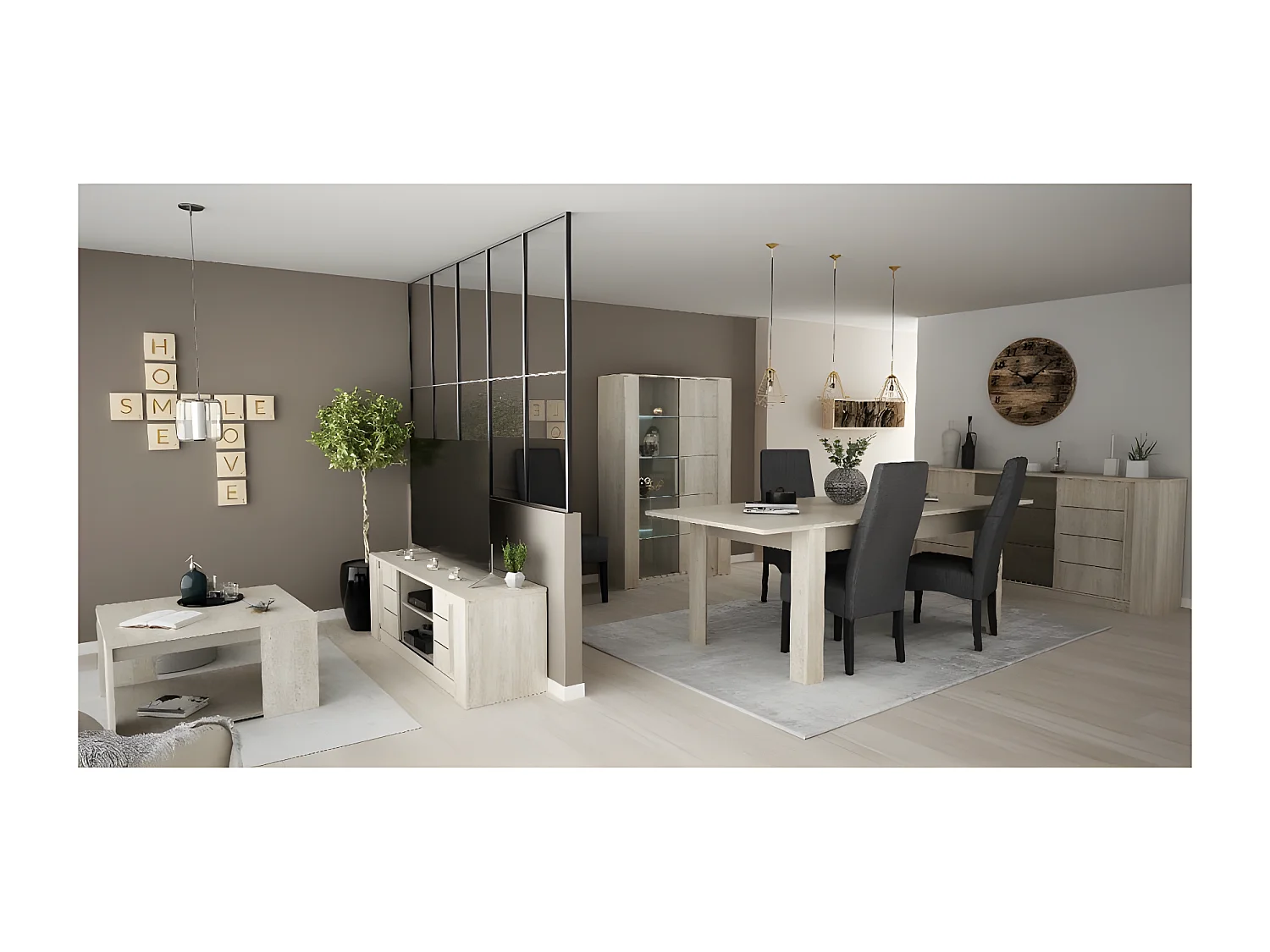 Table basse 80x80cm Cannes chêne champagne/béton clair