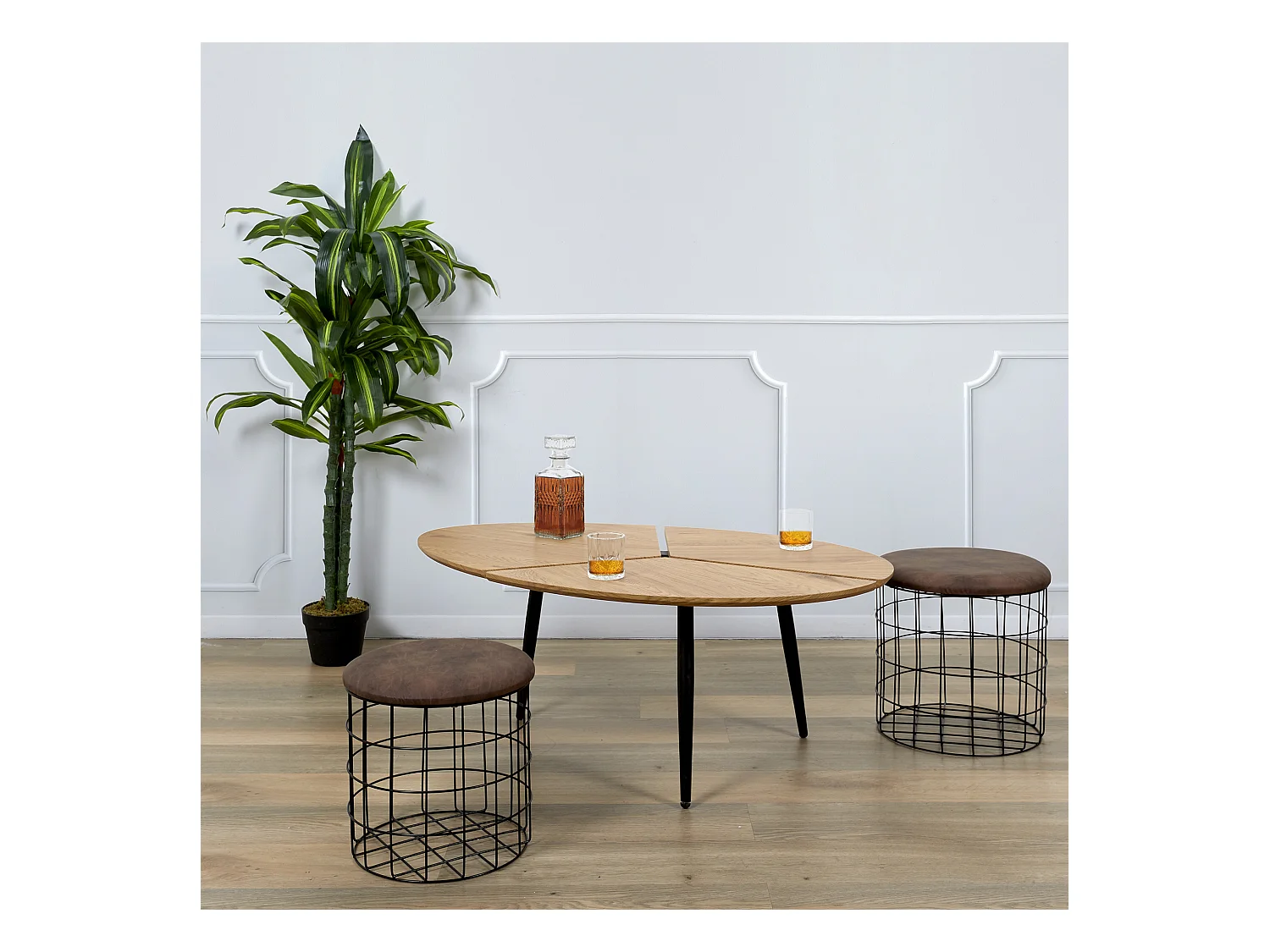 Table Basse Miller Beige, Noir