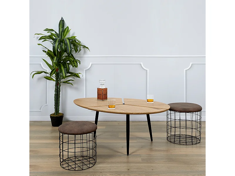 Table Basse Miller Beige, Noir