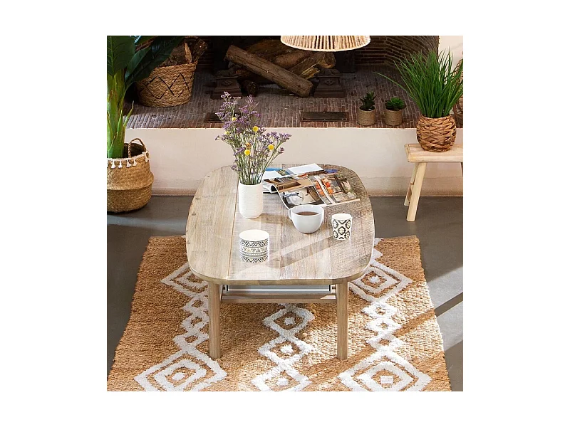 Table Basse 1 Niveau Bois "Banila" 120cm Naturel