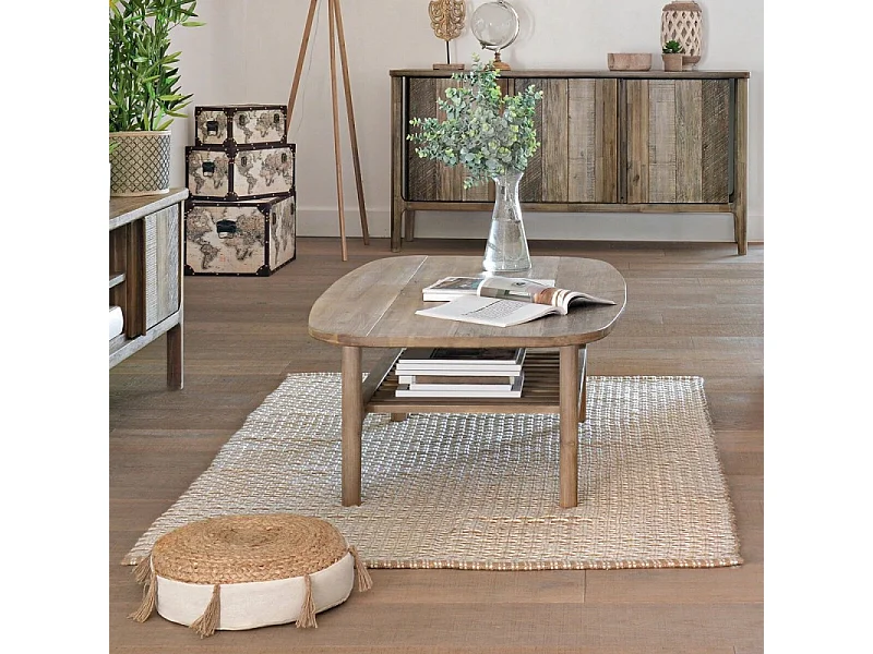 Table Basse 1 Niveau Bois "Banila" 120cm Naturel