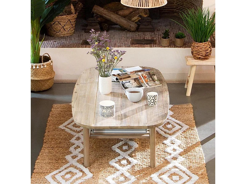 Table Basse 1 Niveau Bois "Banila" 120cm Naturel